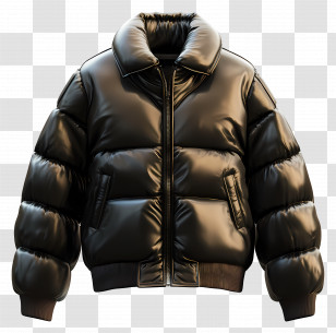 Quilted Jacket - Black Puffer Jacket For Winter Fashion Transparent PNG