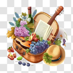 Picnic Basket
 - Picnic Basket With Fruits, Guitar, And Accessories Transparent PNG