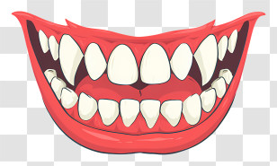 Scary Vampire Fangs - Cartoon Teeth With A Big Smile Transparent PNG