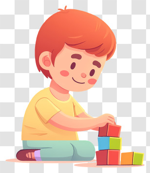 Children Kindergarten - Child Playing With Blocks Transparent PNG