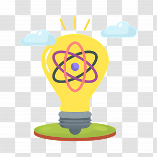Innovation - Creative Light Bulb With Atom Symbol Illustration Transparent PNG