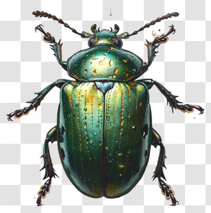 Green Beetle - Green Metallic Beetle Illustration Transparent PNG