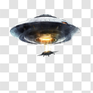 Ufo - UFO With Light Beam Sci-Fi Illustration Transparent PNG