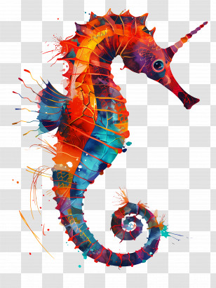 Seahorse - Colorful Seahorse Art Illustration Transparent PNG