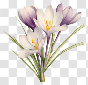 Bouquet - Bunch Of Blooming Crocus Flowers Transparent PNG