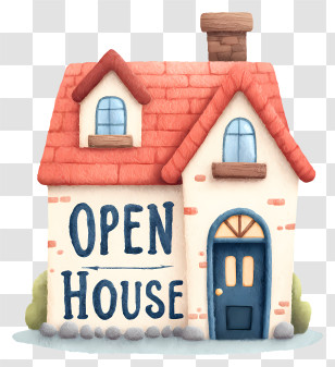 Open House - Open House With Red Roof Transparent PNG