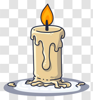 Cartoon - Dripping Wax Candle With Flame Transparent PNG
