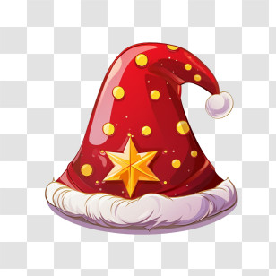 Santa Claus Hat - Festive Red Hat With Star Transparent PNG