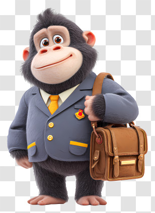 Gorilla Going To School - Gorilla In Business Suit With Briefcase Transparent PNG