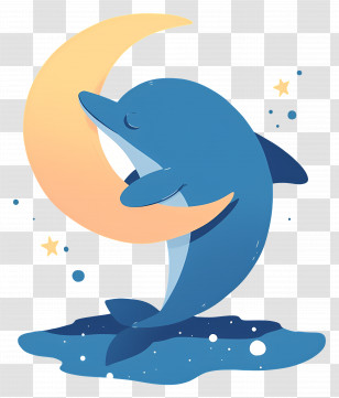 Dolphin Holding Moon - Dolphin Hugging The Moon Transparent PNG
