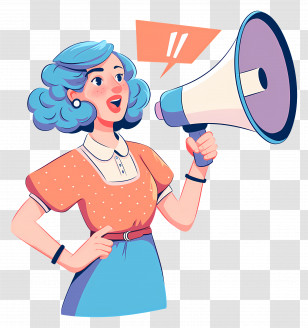 Promoting Girl - Woman Shouting With Megaphone Transparent PNG