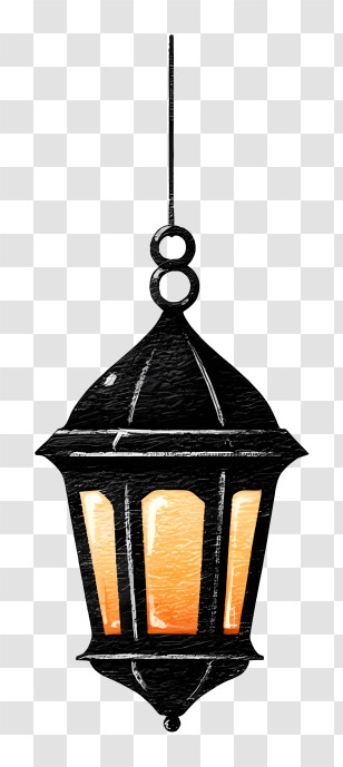 Muharram - Black Lantern With Warm Glow Transparent PNG