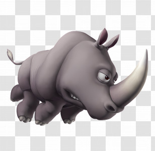 Rambi - Cartoon Rhino With Big Horn Transparent PNG
