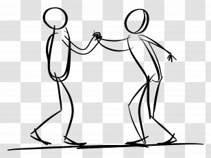 Stick Figure Fighting - Stick Figures Handshake Sketch Transparent PNG