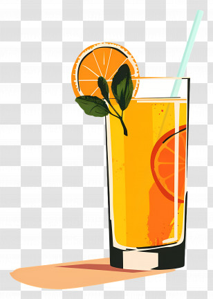 Juice - Glass Of Orange Juice With Citrus Slice Transparent PNG