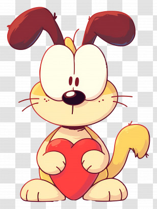 Cartoon Character - Cute Cartoon Dog Holding A Heart Transparent PNG