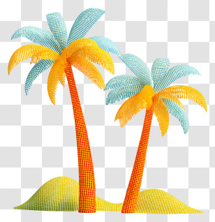 Summer Coconut Trees - Colorful Palm Trees On A Tropical Island Transparent PNG