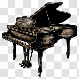Piano - Vintage Wooden Grand Piano For Music Lovers Transparent PNG
