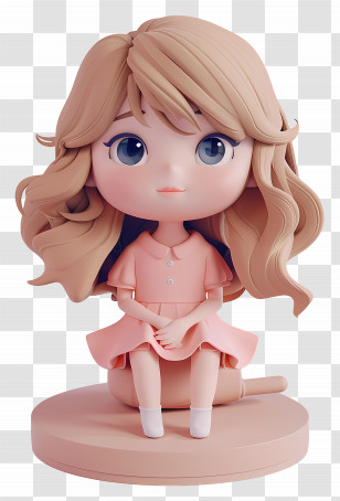 Taylor Swift - Cute Girl Figurine In Pink Dress Transparent PNG