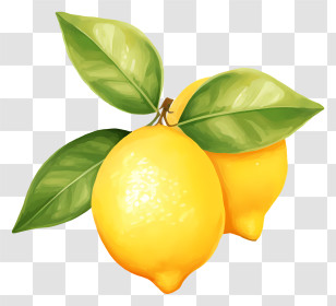 Black And White Lemons - Yellow Lemon With Green Leaves Transparent PNG