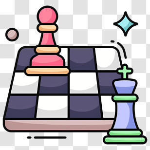 Chessboard Icon - Colorful Chess Pieces On Board Transparent PNG