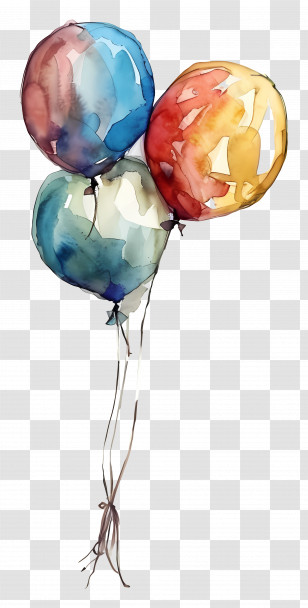 Balloons - Watercolor Party Balloons In Vibrant Colors Transparent PNG