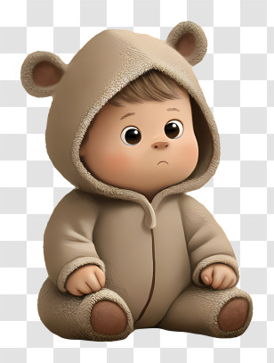 Baby In Animal Onesie - Cute Baby In Bear Costume Transparent PNG