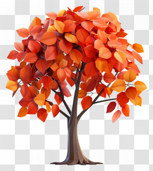 3d Tree - Bright Orange Autumn Tree Illustration Transparent PNG