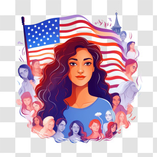 Womens Equality Day - Illustration Of A Woman With The American Flag Transparent PNG