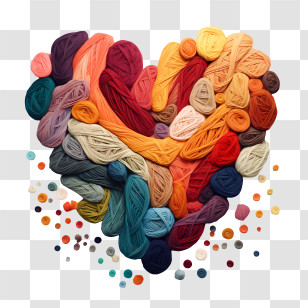 I Love Yarn Day - Colorful Yarn Heart Transparent PNG
