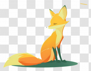 Cartoon Fox - Minimalist Fox Illustration In Sitting Pose Transparent PNG