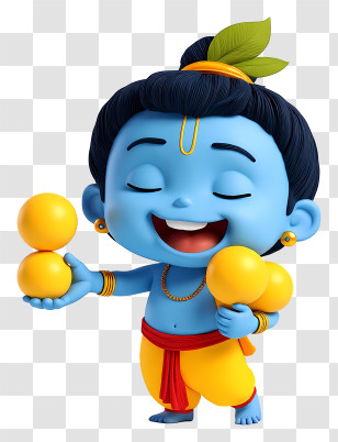 Krishna Celebrating Birthday - Baby Krishna Playing With Butter Transparent PNG