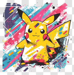 Pikachu - Pikachu Art With Vibrant Background Transparent PNG