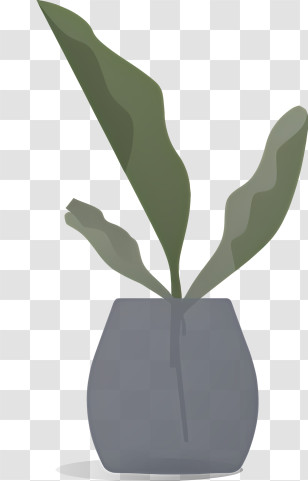 Eyeball - Minimalist Green Plant In Grey Vase Transparent PNG