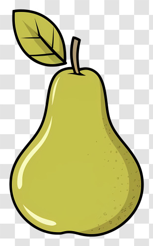 Green Pear - Green Pear With Stem And Leaf Transparent PNG