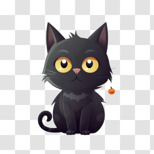 Halloween
 - Black Cartoon Cat With Halloween Pumpkin Charm Transparent PNG