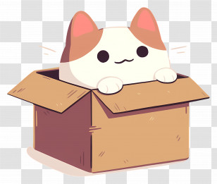 Cat In Box - Cute Cat In Box Transparent PNG
