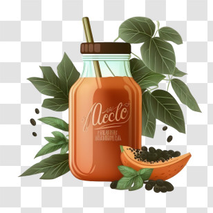 Papayas Juice
 - Juice Bottle With Fruits And Leaves Transparent PNG