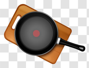 Wooden Cutting Board - Non-Stick Frying Pan On Cutting Board Transparent PNG