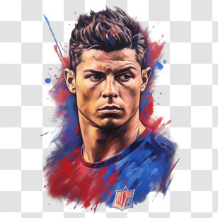 Cristiano Ronaldo - Colorful Portrait Illustration Transparent PNG