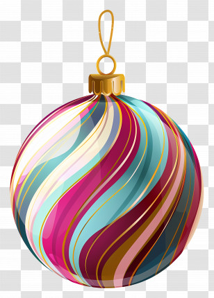 Striped Ball Ornaments - Colorful Christmas Ornament With Swirling Patterns Transparent PNG