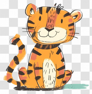 Tiger - Playful Cartoon Tiger Cub Illustration Transparent PNG