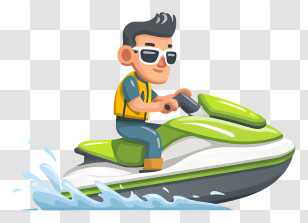 Jetski Icon - Man Riding A Jet Ski Transparent PNG
