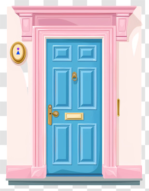 Door - Blue Door With Pink Frame Transparent PNG