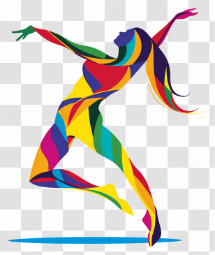 Dancer - Colorful Silhouette Dancer In Motion Transparent PNG