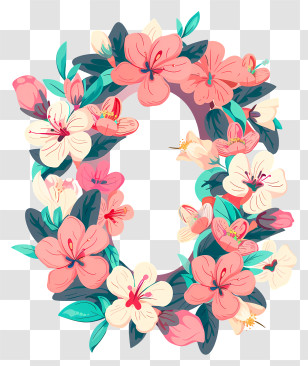 Number 0 - Floral Number 0 With Flowers Transparent PNG