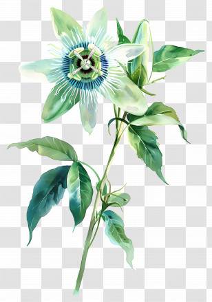 Vintage Flowers - Passion Flower Watercolor Illustration With Fine Details Transparent PNG