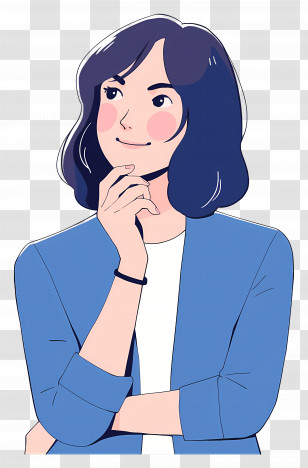 Japanese Woman - Thoughtful Woman Cartoon Transparent PNG