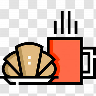 Coffee Breakfast - Croissant And Mug Illustration Transparent PNG