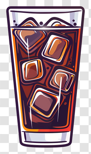 Cola With Ice - Glass Of Iced Tea With Ice Cubes Illustration Transparent PNG